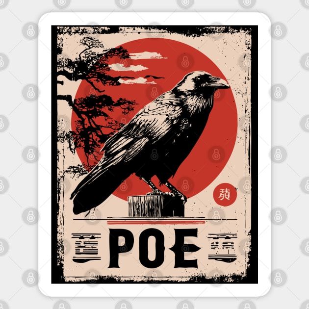 Edgar Allan Poe Japanese Raven Poster Sticker by TuncGK